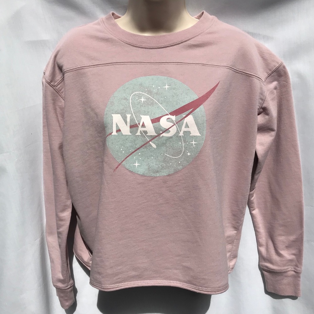 Pink NASA Cropped Crewneck Sweatshirt